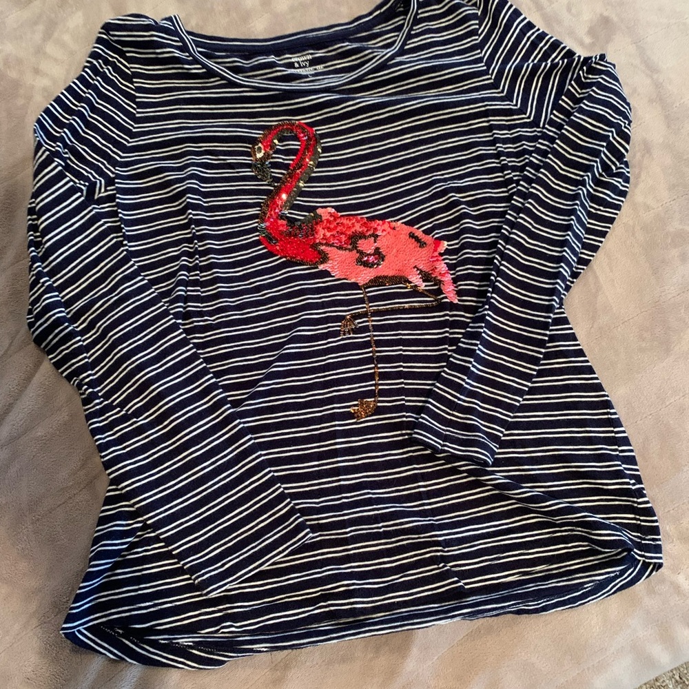 Crown and Ivy Long Sleeve T-Shirt Flamingo Sequin!